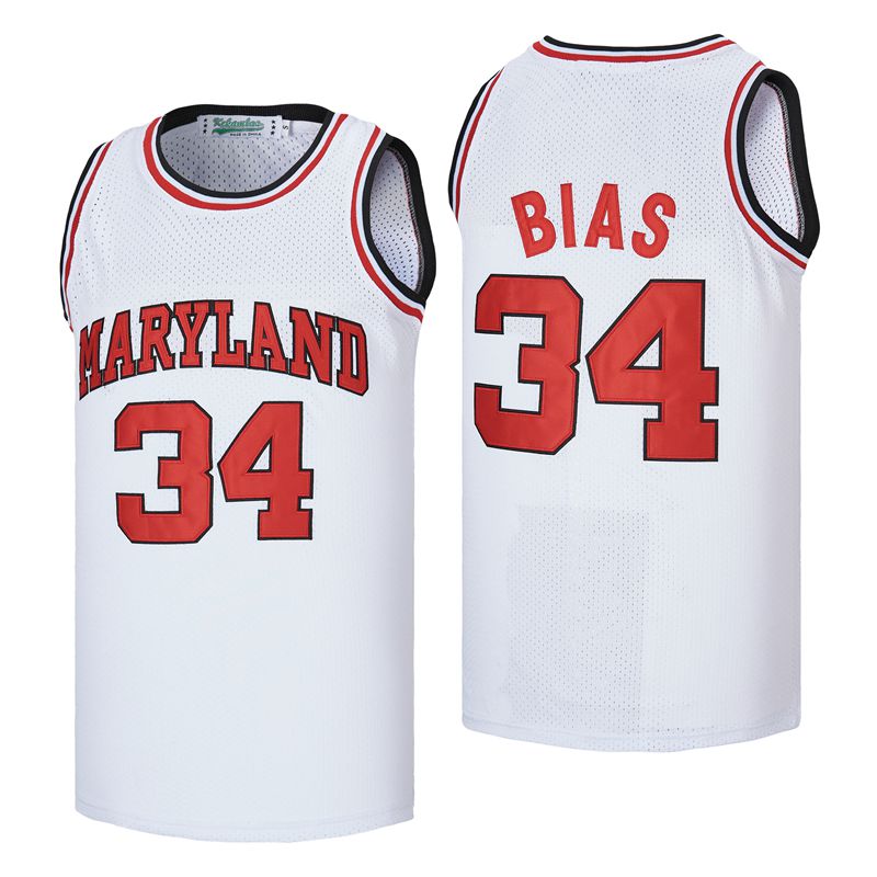 Maryland #34 Bias Movie Basketball Jersey White