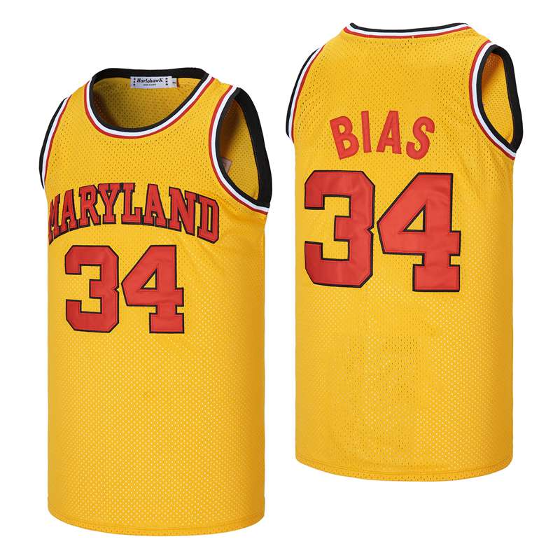 Maryland #34 Bias Movie Basketball Jersey Yellow
