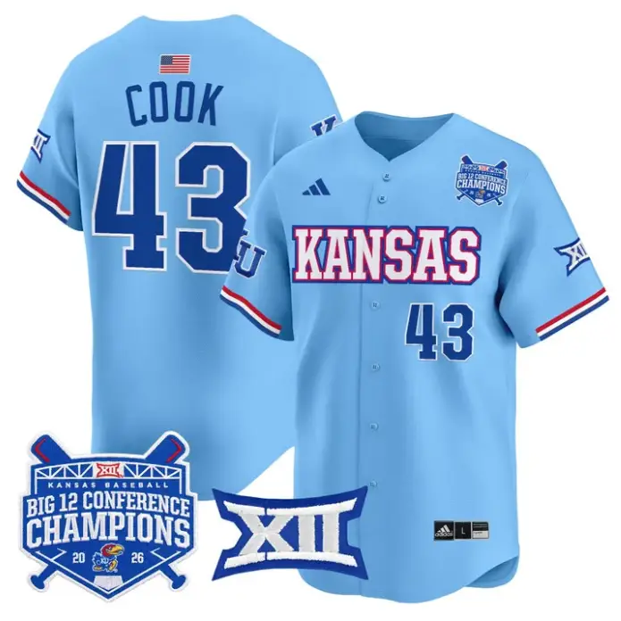 Mason Cook Jersey #43 Kansas Jayhawks Big 12 Champions 2026 Stitched