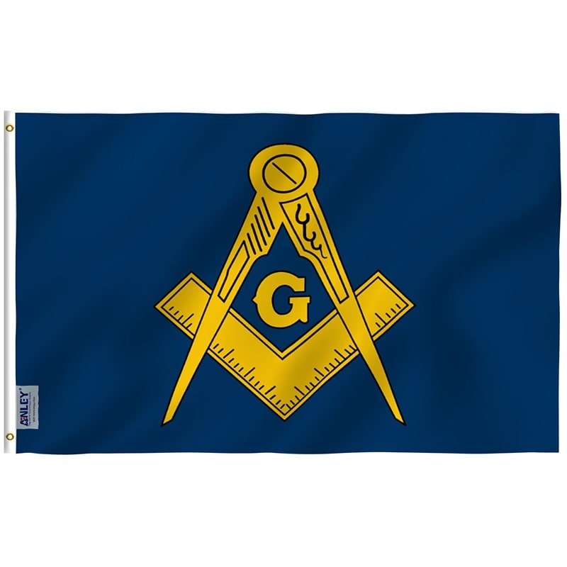 Masonic Flag - Free Freemasonry Flag with Brass Grommets 3X5Ft Banner USA
