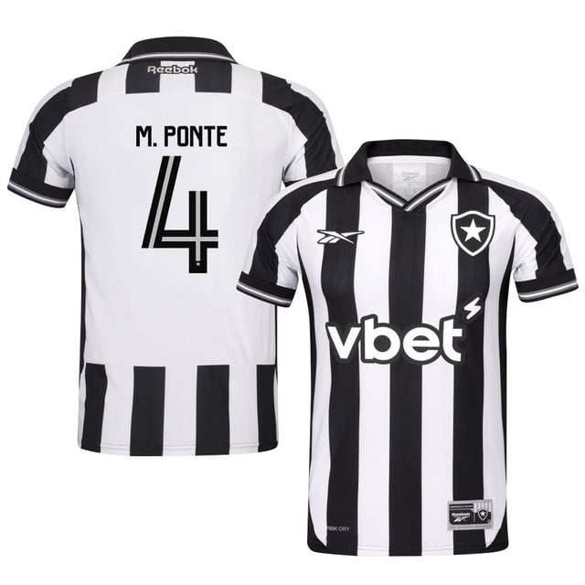 Mateo Ponte #4 Botafogo 2025-26 Home Jersey – Black White