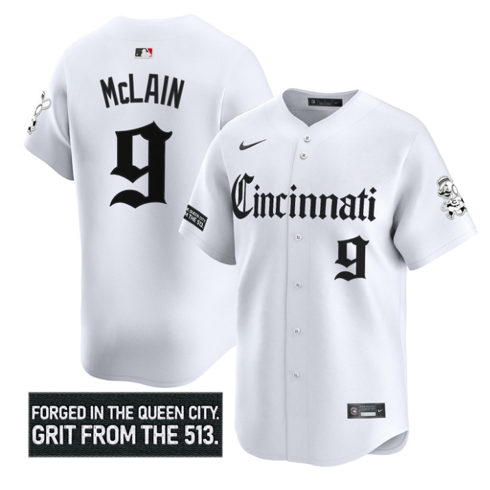 Matt McLain Jersey #9 Cincinnati Reds Gothic Queen City Edition Stitched