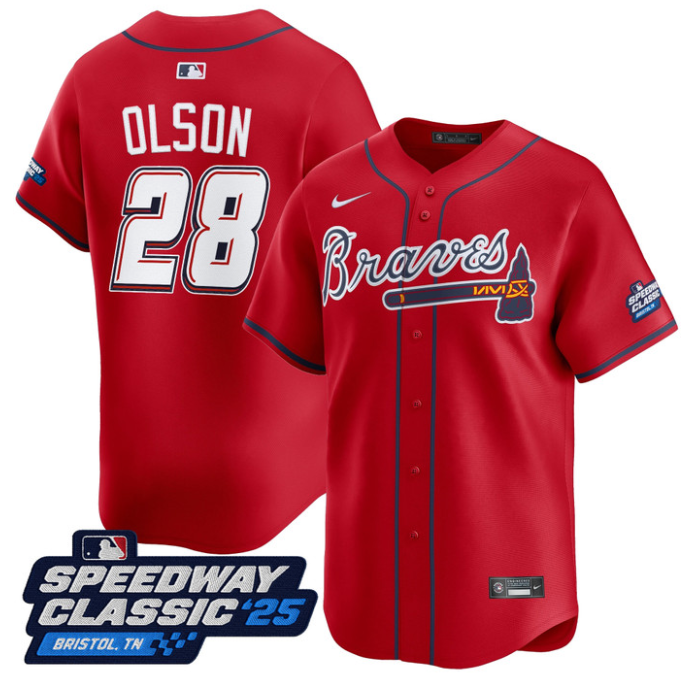 Matt Olson Jersey #28 Atlanta Braves Speedway Classic Limited Stitched Red