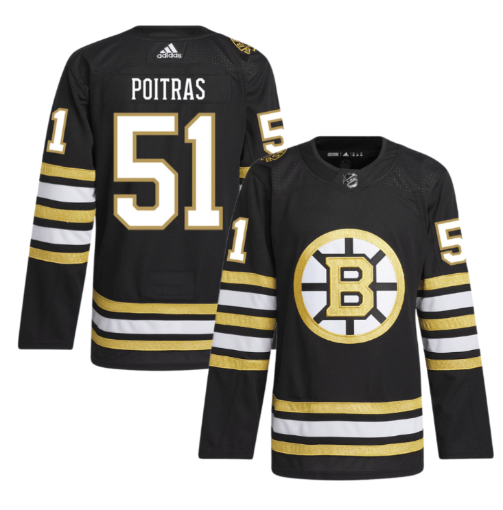 Matthew Poitras 51 Boston Bruins 100th Anniversary Primegreen Home Men Jersey Black
