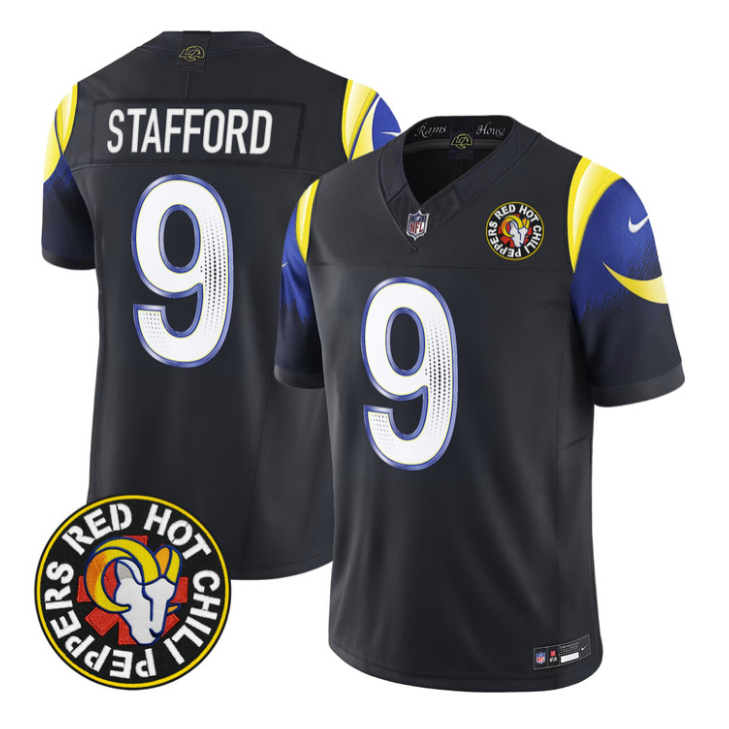 Matthew Stafford Jersey #9 Red Hot Chili Peppers Patch Vapor Limited Stitched