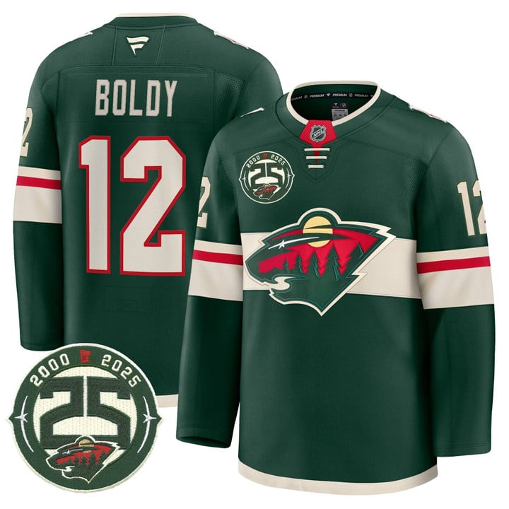 Matthew Boldy Jersey #12 Minnesota Wild 25th Anniversary Patch Stitched