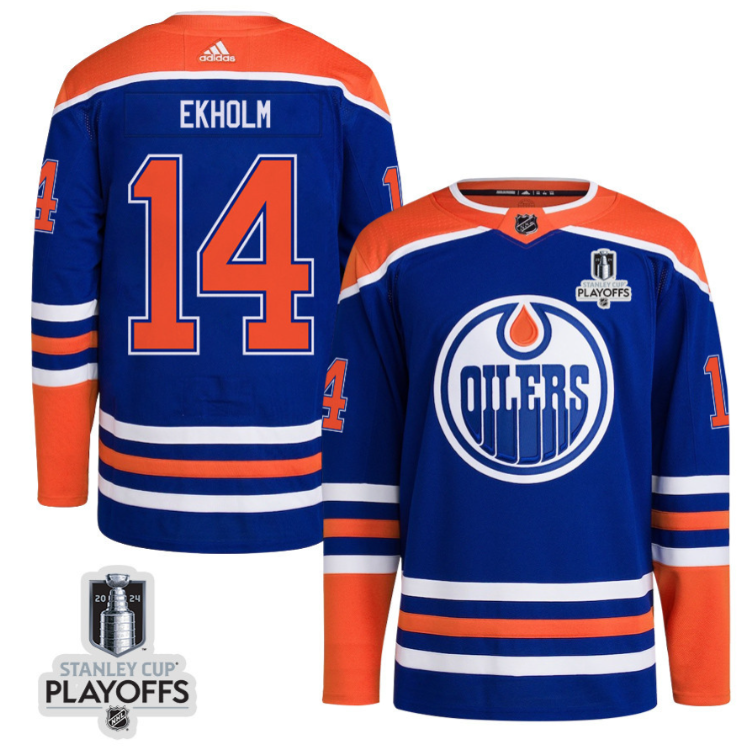 Mattias Ekholm 14 Edmonton Oilers 2024 NHL Playoffs Patch Home Jersey - Men