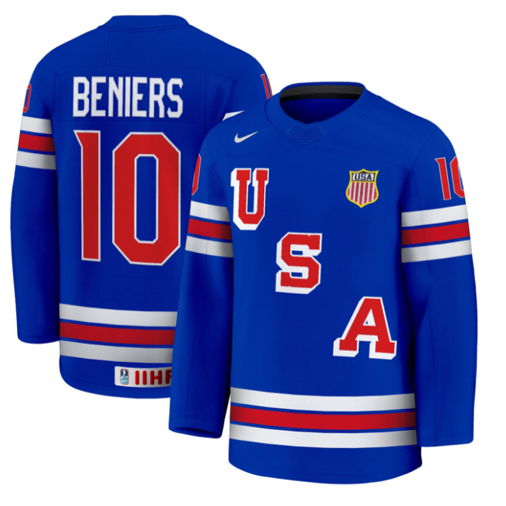 Matty Beniers Jersey #10 USA Hockey 2025 Premium Stitched Away