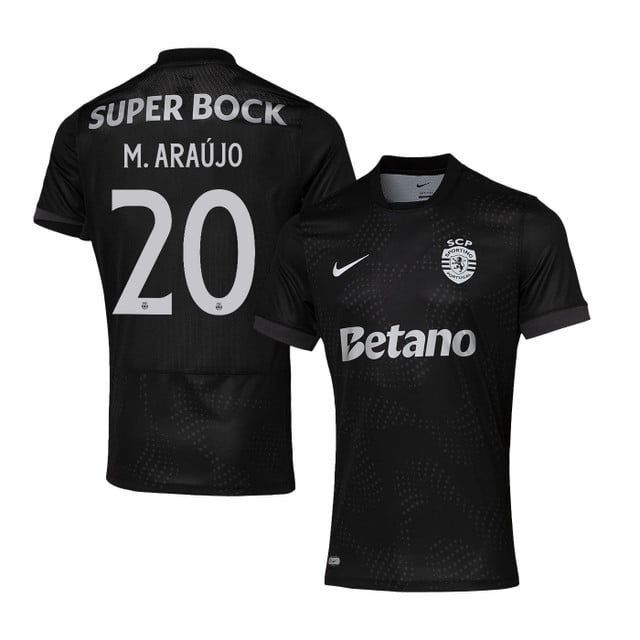 Maxi Araújo 20 Sporting CP 2025-26 Away Match Jersey – Black