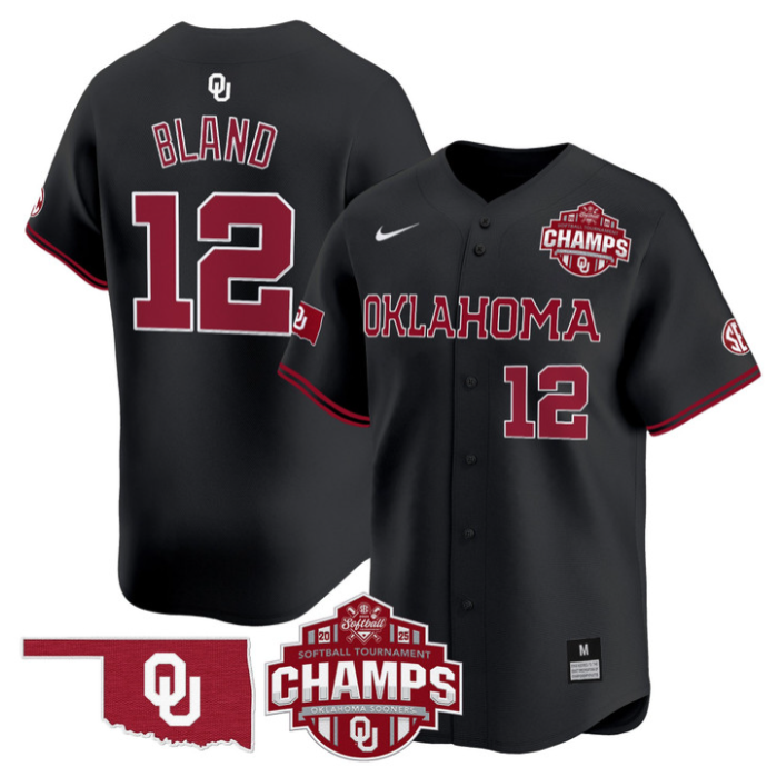 Maya Bland Jersey #12 Oklahoma Sooners 2025 SEC Champions Patch Limited Stitched Black