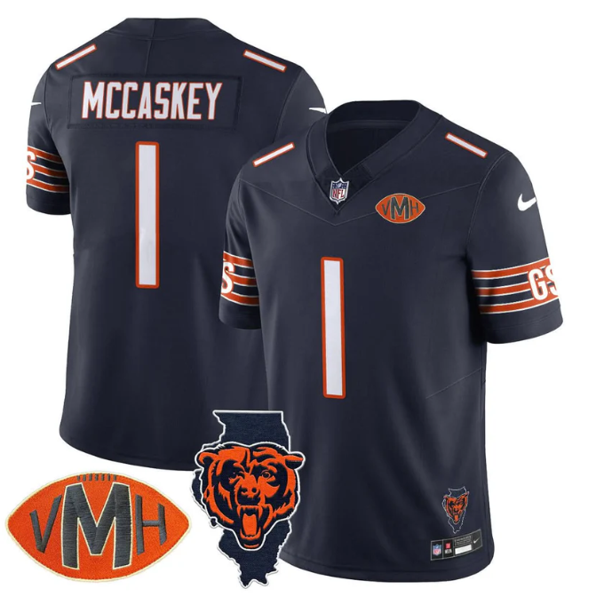 McCaskey Jersey #1 Honor Virginia Halas McCaskey Football All Stitched Navy