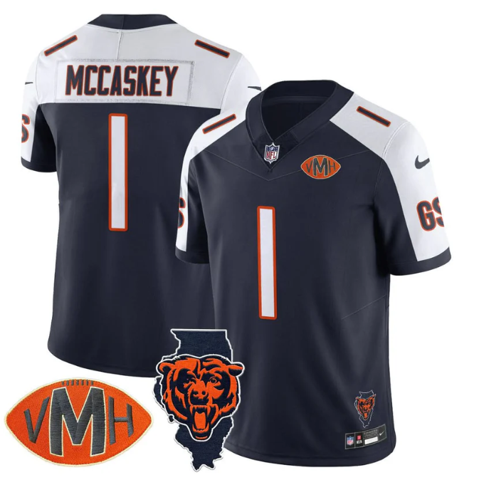 McCaskey Jersey #1 Honor Virginia Halas McCaskey Football All Stitched Navy Alter