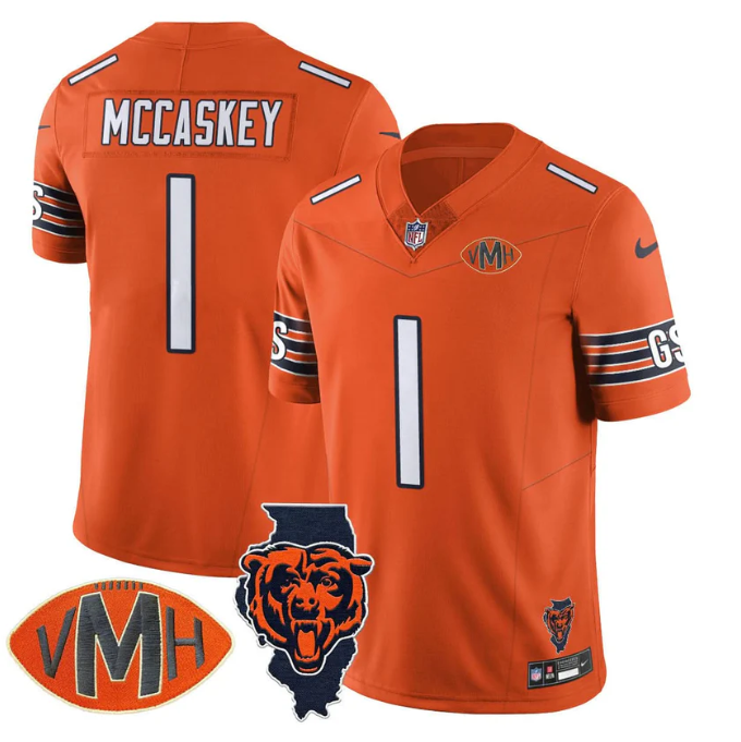 McCaskey Jersey #1 Honor Virginia Halas McCaskey Football All Stitched Orange