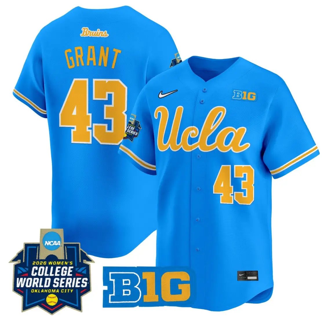Megan Grant Jersey #43 UCLA Bruins Softball 2026 World Series Stitched