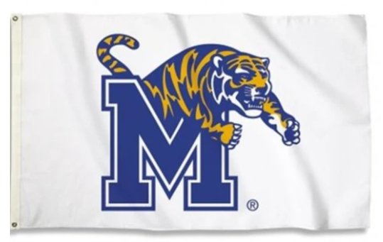 Memphis Tigers White Flag 3X5ft Banner Polyester with 2 Brass Grommets