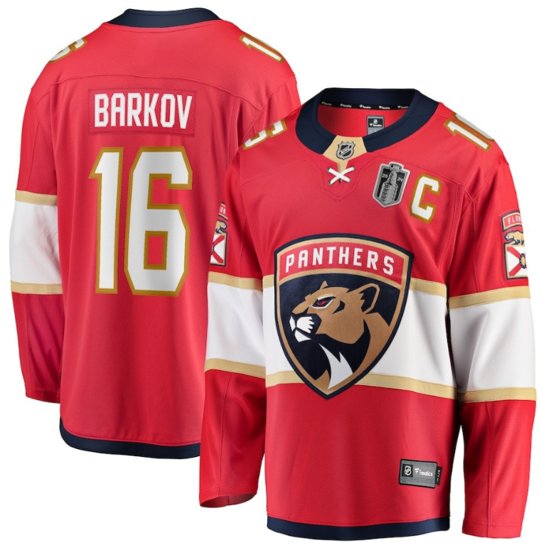 Men Aleksander Barkov 16 Florida Panthers 2024 Stanley Cup Final Home Breakaway Player Jersey Red