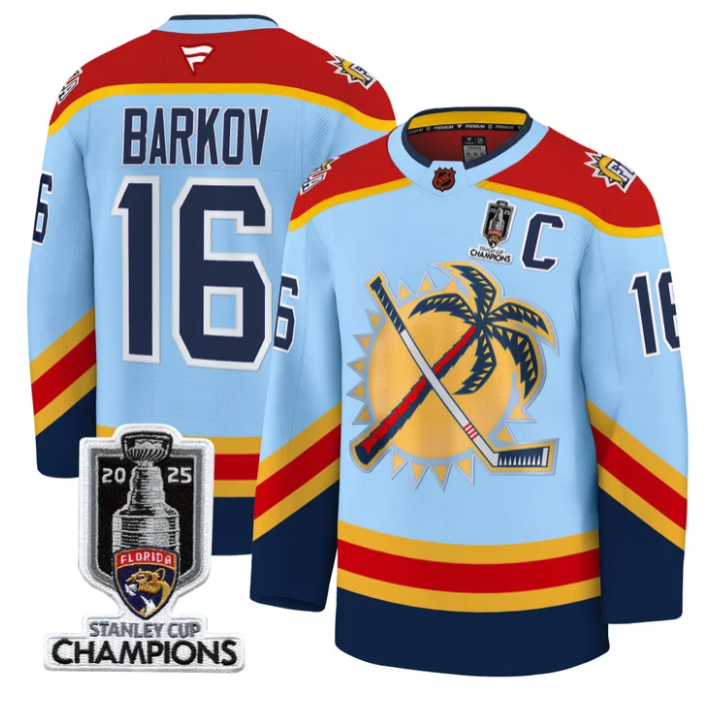 Men Aleksander Barkov Jersey #16 Florida Panthers 2025 Stanley Cup Blue