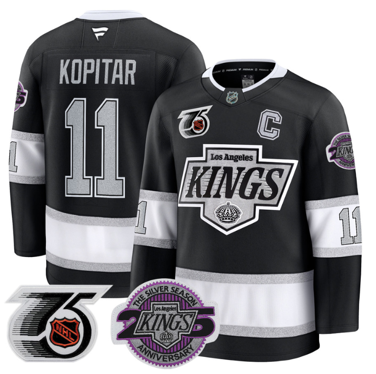 Men Anze Kopitar Jersey #11 Los Angeles Kings 91-92 75th 25th Anniversary Black