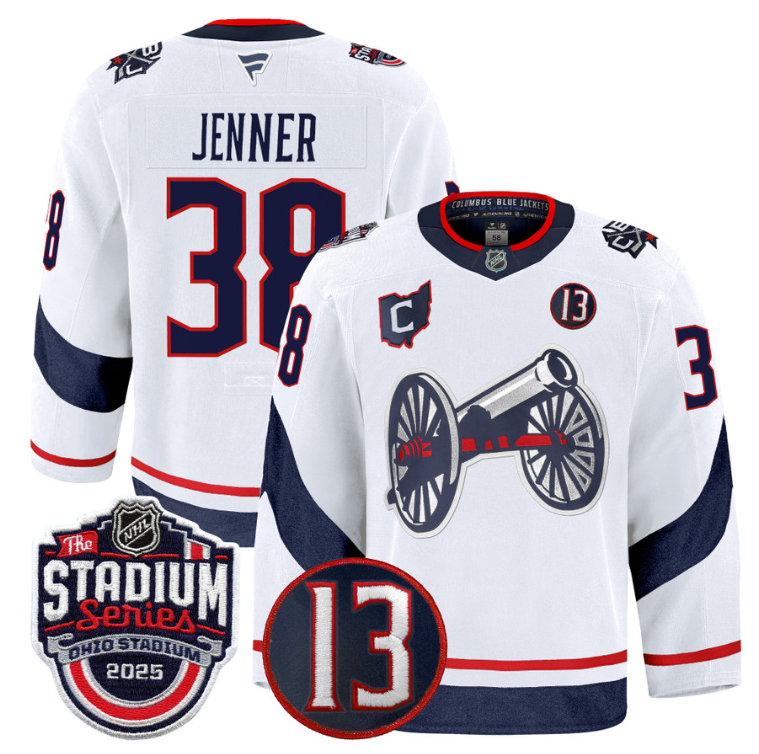 Men Boone Jenner Jersey #38 Columbus Blue Jackets 2025 Stadium Series White