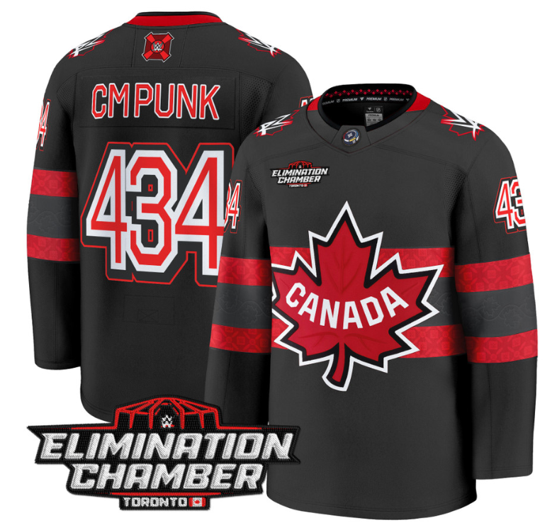 Men CM Punk Jersey #434 Elimination Chamber Toronto 2025 Premium Stitched Black