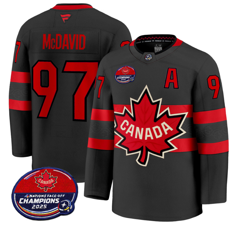 Men Connor McDavid Jersey #97 Canada 4 Nations Face-Off 2025 Champions V2 Black
