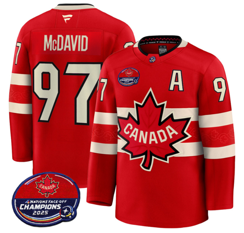 Men Connor McDavid Jersey #97 Canada 4 Nations Face-Off 2025 Champions V2 Red