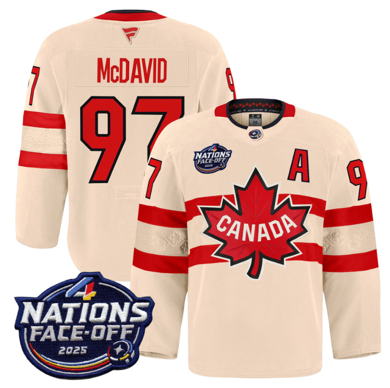 Men Connor McDavid Jersey #97 Canada 4 Nations Face-Off 2025 Pro Stitched Cream