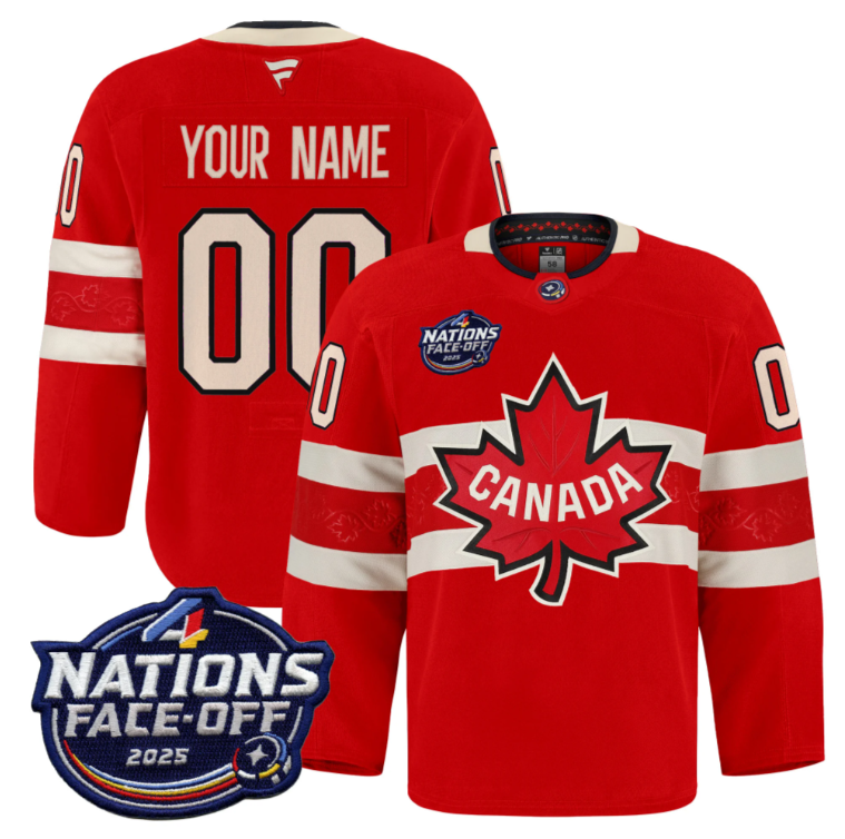 Men Custom Canada Jersey Name, Number 4 Nations Face-Off 2025 Pro Stitched Red