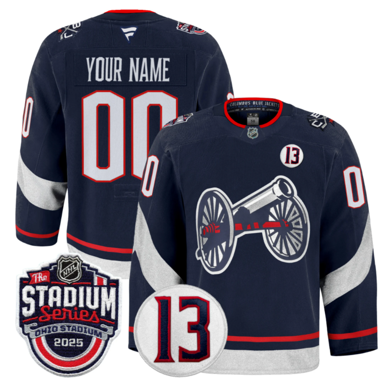 Men Custom Columbus Blue Jackets Jersey 2025 Stadium Series Johnny Gaudreau Navy
