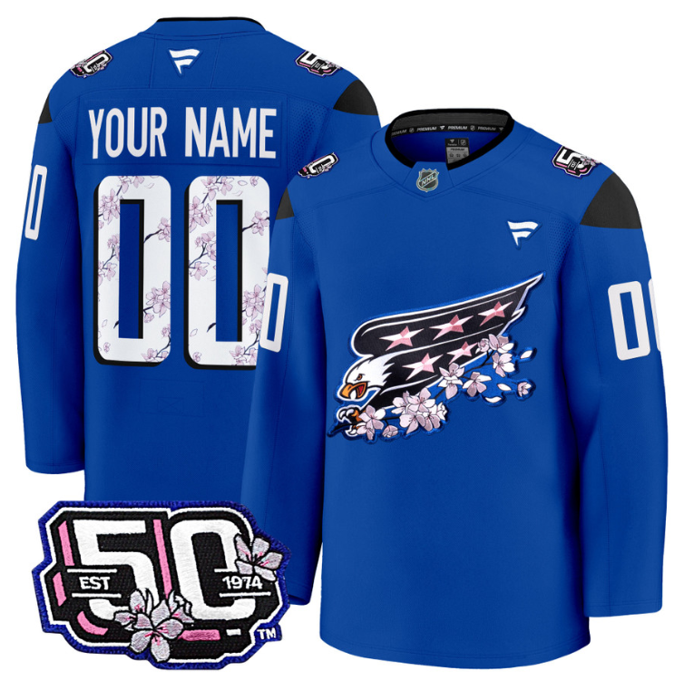 Men Custom Washington Capitals Jersey 50th Anniversary V2 Cherry Blossom
