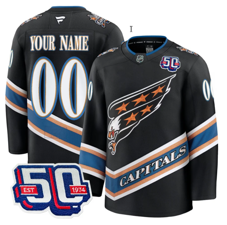 Men Custom Washington Capitals Jersey 50th Anniversary V2 Screaming Eagle