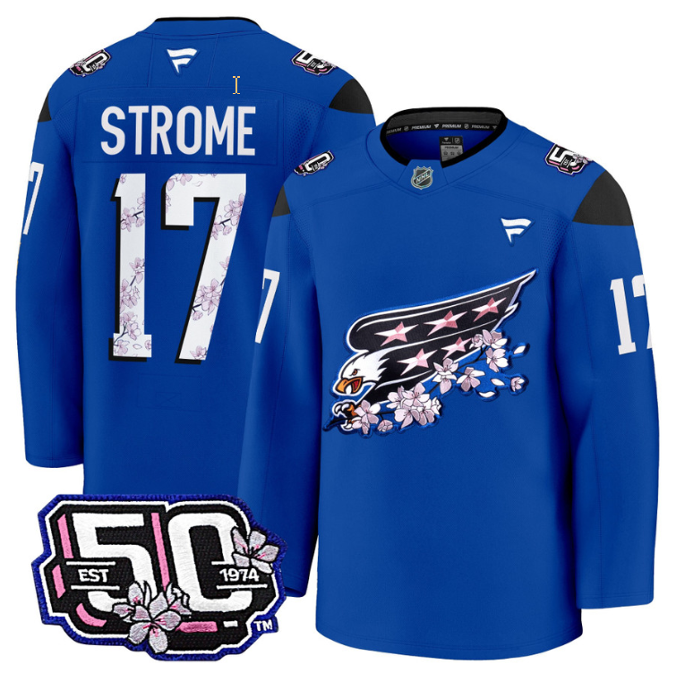 Men Dylan Strome Jersey #17 Washington Capitals 50th Anniversary Cherry Blossom (Copy)