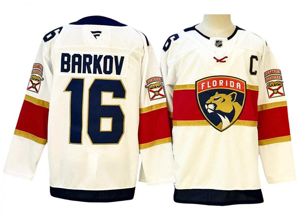 Men Florida Panthers #16 Aleksander Barkov White Away Jersey (Copy)