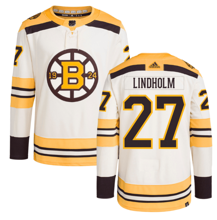 Men Hampus Lindholm 27 Boston Bruins 100th Anniversary Primegreen Third Men Jersey Cream