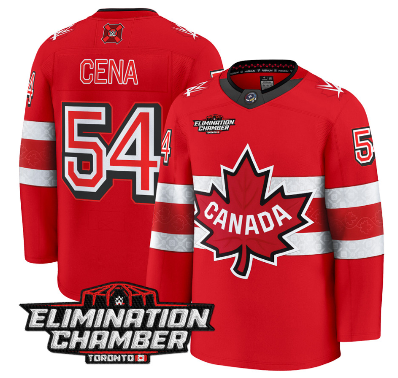 Men John Cena Jersey #54 Elimination Chamber Toronto 2025 Premium Stitched Red