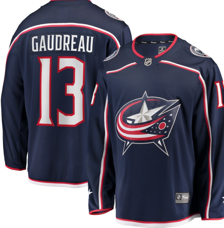 Men Johnny Gaudreau 13 Columbus Blue Jackets Navy Breakaway Jersey