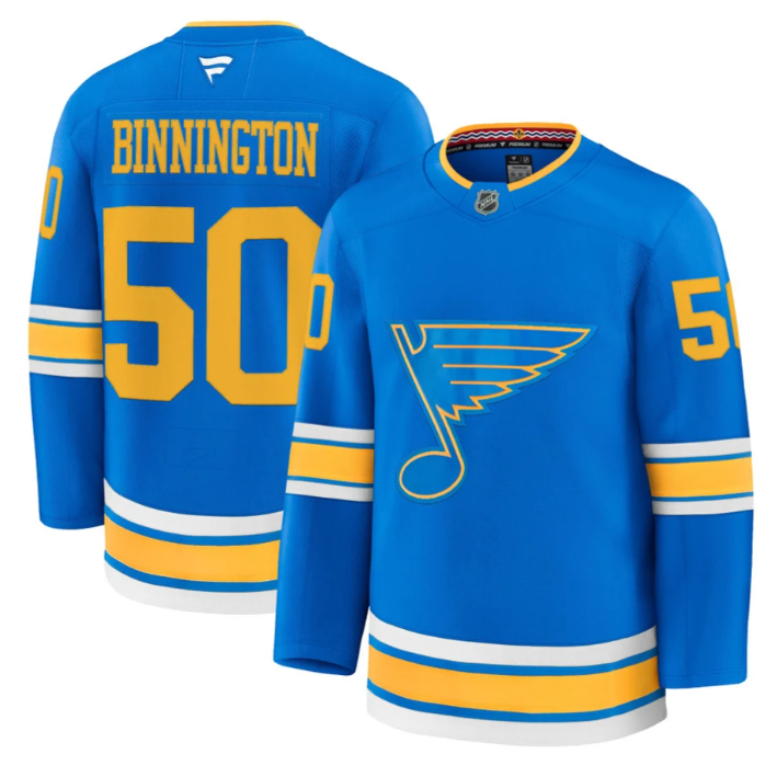Men Jordan Binnington Jersey #50 St. Louis Blues 2025-26 Premium Stitched Blue