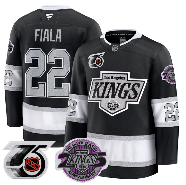 Men Kevin Fiala Jersey #22 Los Angeles Kings 91-92 75th 25th Anniversary Black