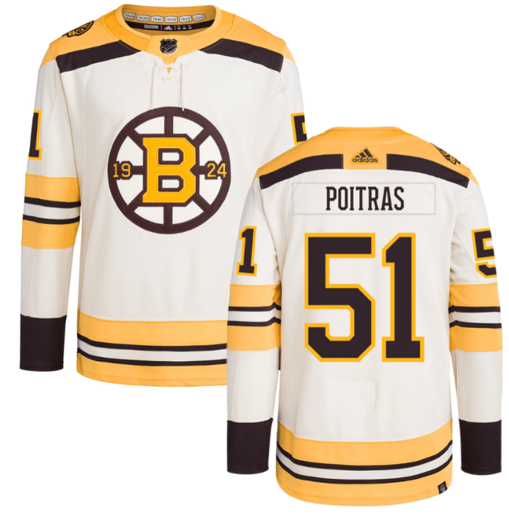 Men Matthew Poitras 51 Boston Bruins 100th Anniversary Primegreen Third Men Jersey Cream