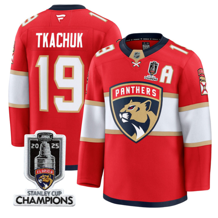 Men Matthew Tkachuk Jersey #19 Florida Panthers 2025 Stanley Cup Champions Red