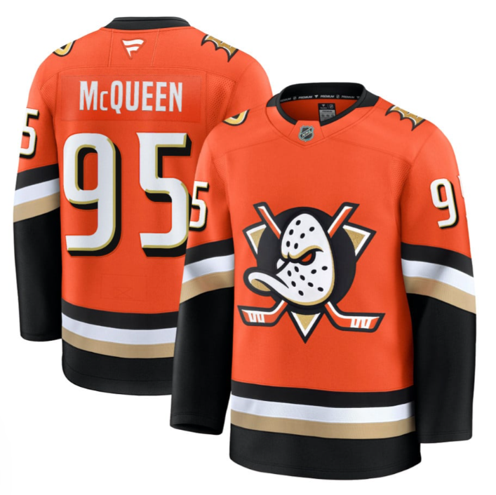 Men McQueen Jersey #95 Anaheim Ducks 2025 Premium Stitched Home