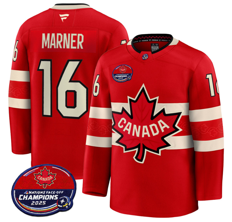 Men Mitch Marner Jersey #16 Canada 4 Nations Face-Off 2025 Champions V2 Red