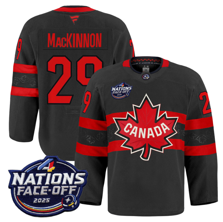 Men Nathan MacKinnon Jersey #29 Canada 4 Nations Face-Off 2025 Pro Black