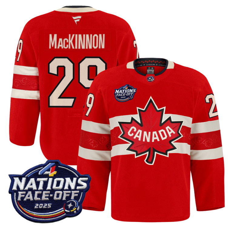 Men Nathan MacKinnon Jersey #29 Canada 4 Nations Face-Off 2025 Pro Red
