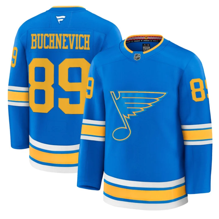 Men Pavel Buchnevich Jersey #89 St. Louis Blues 2025-26 Premium Stitched Blue