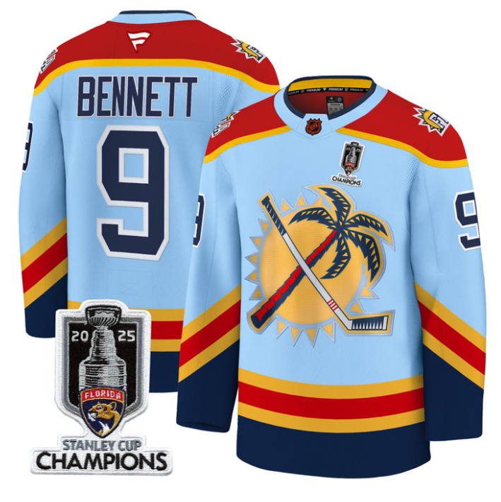 Men Sam Bennett Jersey #9 Florida Panthers 2025 Stanley Cup Champions Blue