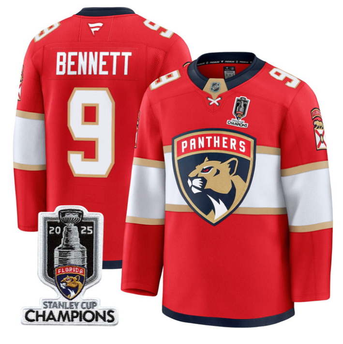 Men Sam Bennett Jersey #9 Florida Panthers 2025 Stanley Cup Champions Red