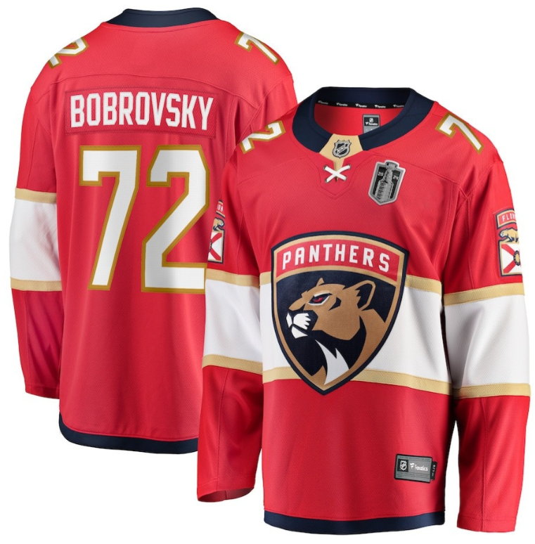 Men Sergei Bobrovsky 72 Florida Panthers 2024 Stanley Cup Final Home Breakaway Player Jersey Red