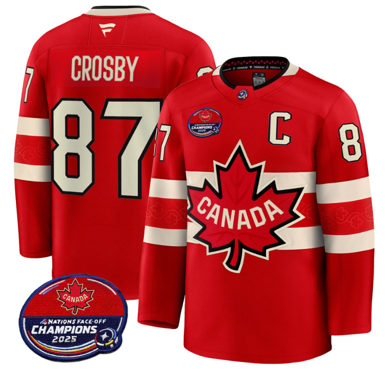 Men Sidney Crosby Jersey #87 Canada 4 Nations Face-Off 2025 Champions V2 Red
