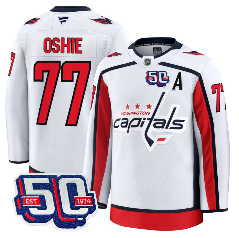 Men TJ Oshie Jersey #77 Washington Capitals 50th Anniversary White